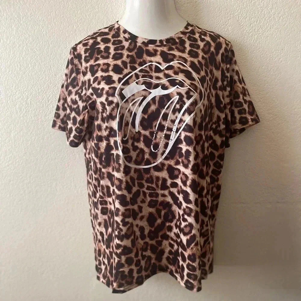 🆕Leopard Printed Lips T-Shirt L🆕 - Picture 3 of 6